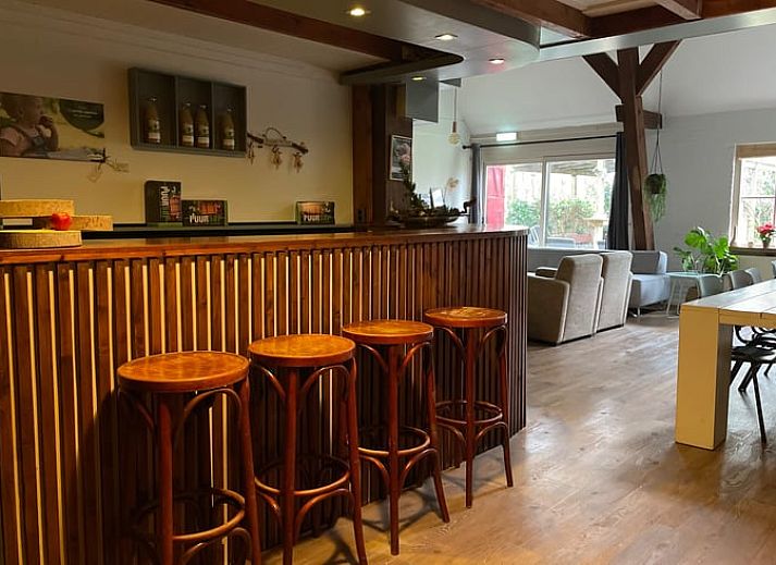 Ferienhaus in Hegebeintum in der friesischen Landschaft, attraktiver Aussenbereich mit Reetdach und bluehendem Garten.