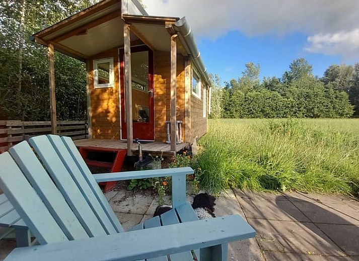 Vakantiehuisje in Tijnje op het Friese platteland, omringd door weelderige natuur en rustgevende uitzichten.