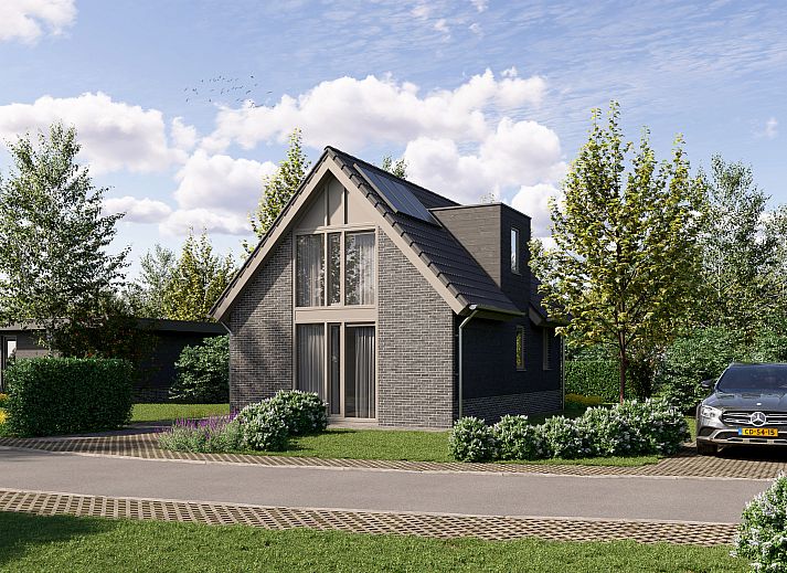 Vrijstaande woning in Eck en Wiel, Gelderland, met moderne architectuur en groene omgeving.
