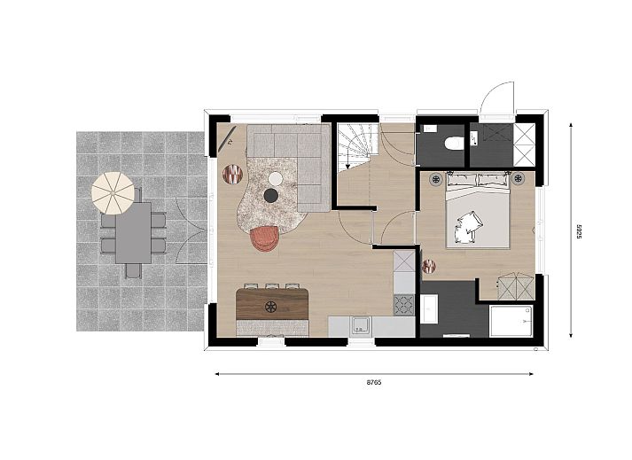 Vrijstaande woning in Eck en Wiel, Gelderland, met moderne architectuur en groene omgeving.
