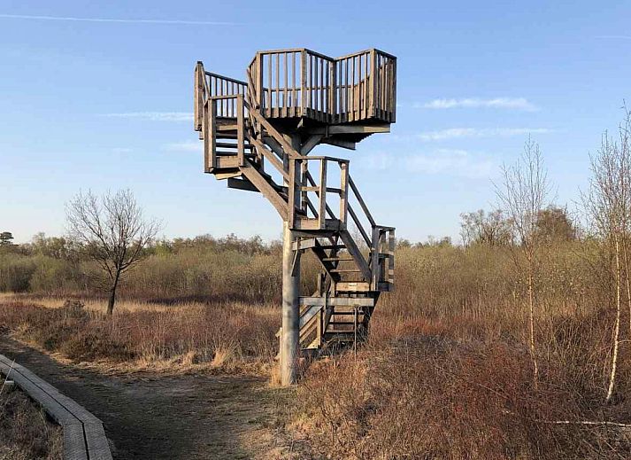 Helles Wohnzimmer des Ferienhauses DG312 in Winterswijk mit Blick auf den Garten.