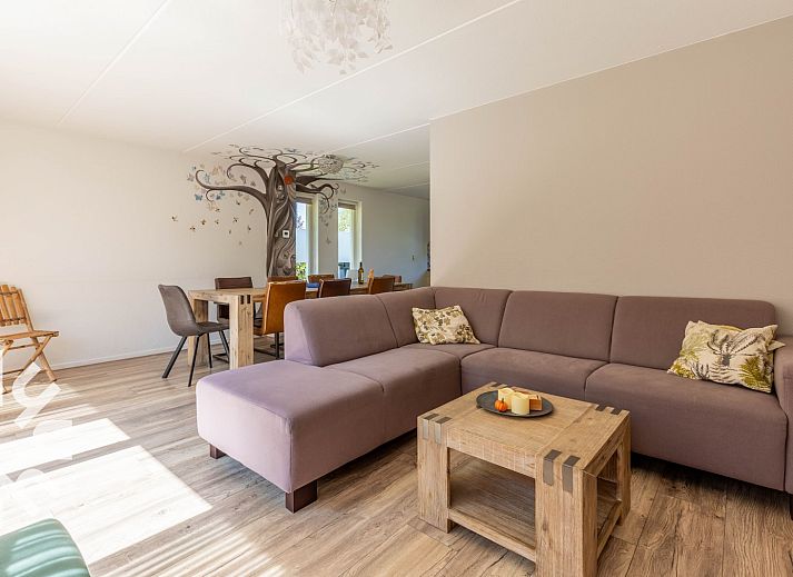 Gemuetliches Wohnzimmer in DG238 Ferienhaus Winterswijk Achterhoek mit bequemen Sofas.