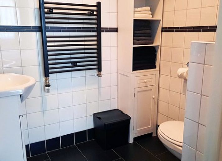 Modernes Badezimmer im Ferienhaus De Berkeboom, Winterswijk, mit stilvoller Einrichtung und Annehmlichkeiten in Achterhoek, Gelderland.