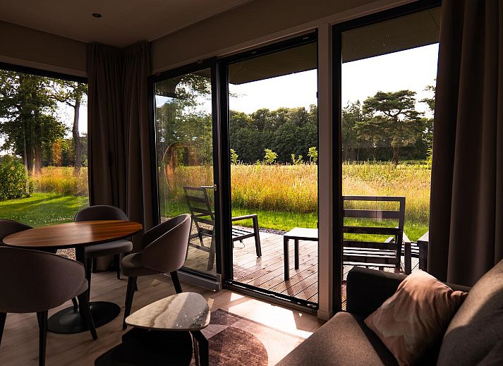 Vacation villa Amalia 2 in Kotten, Achterhoek with modern wooden facade and terrace.