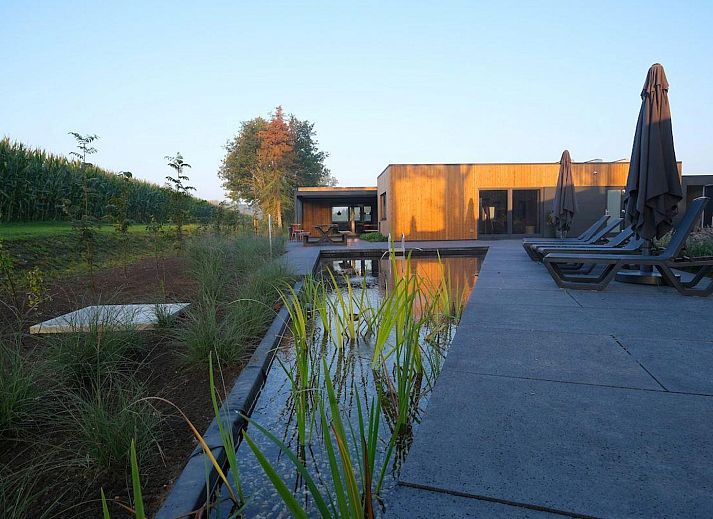 Gemuetliche Essecke im Ferienhaus Amalia Familia in Kotten, Achterhoek, mit bequemen Stuehlen.