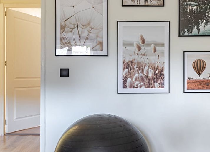 Modern kitchen in Huisje in Halle, vacation home in the Achterhoek region, Gelderland, with green walls and natural light.
