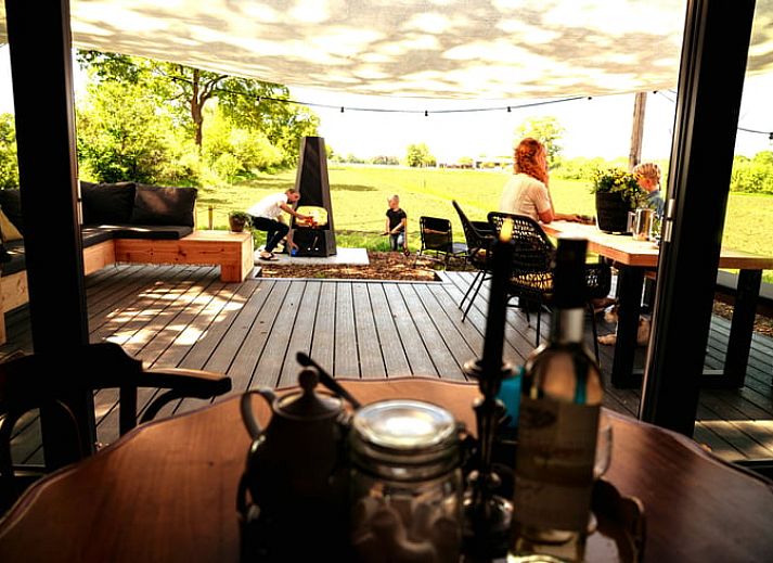 Ferienhaus in Halle, umgeben von Gaensebluemchen in Achterhoek, Gelderland.