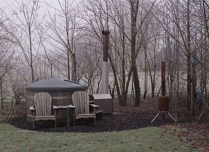 Lichte kamer in Vakantiehuis in Westendorp, Achterhoek, met houten kast en uitzicht naar buiten.