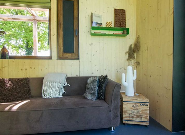 Geniet van muziek in het vakantiehuis Huisje in Aalten, Achterhoek, met uitzicht op de groene omgeving van Gelderland.