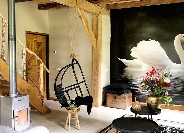 Aussenansicht des Ferienhauses in Vragender, Achterhoek, mit schoener Terrasse und gruener Umgebung.