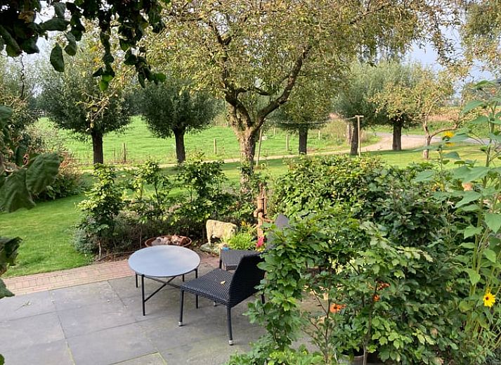 Gemuetlicher Garten mit Terrasse im Ferienhaus in Groenlo, Achterhoek, Gelderland.