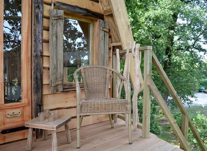 Sonnenuntergang am Baumhaus in Cottage in Haarlo, Ferienhaus in Achterhoek, Gelderland.