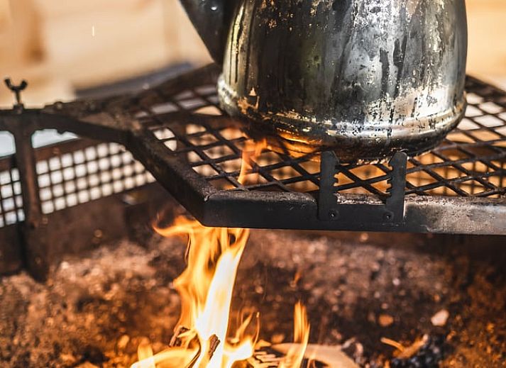 Warme chocolademelk en marshmallows bij kampvuur in Vakantiehuisje in Haarlo, Achterhoek, Gelderland.