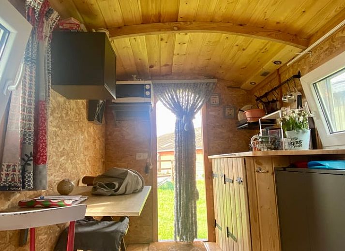 Teich am Ferienhaus in Beltrum mit Blick auf gruene Felder in der Achterhoek.