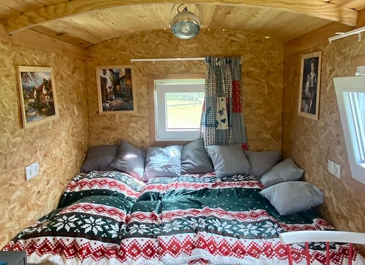 Teich am Ferienhaus in Beltrum mit Blick auf gruene Felder in der Achterhoek.