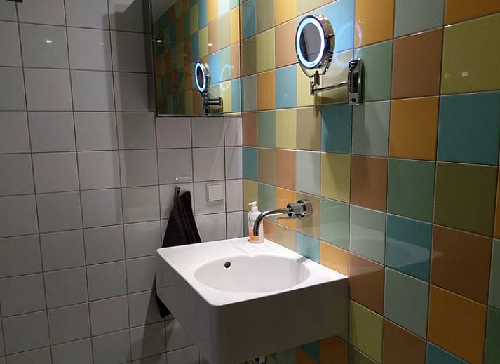 Holzsauna im Ferienhaus in Lievelde, Achterhoek, Gelderland. Erleben Sie Entspannung mit Blick auf die schoenen Felder.