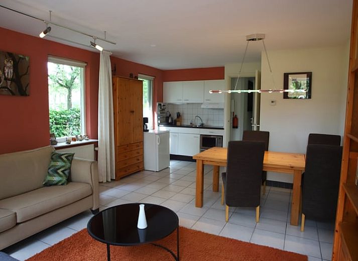 Zonnig terras bij Vakantiehuisje in Winterswijk Woold, perfect voor een kopje koffie in de natuur van de Achterhoek, Gelderland.