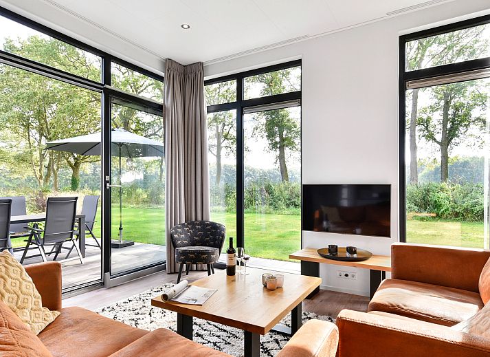 Bright living room of De Vlinderhoeve in Kring van Dorth, Achterhoek, Gelderland.