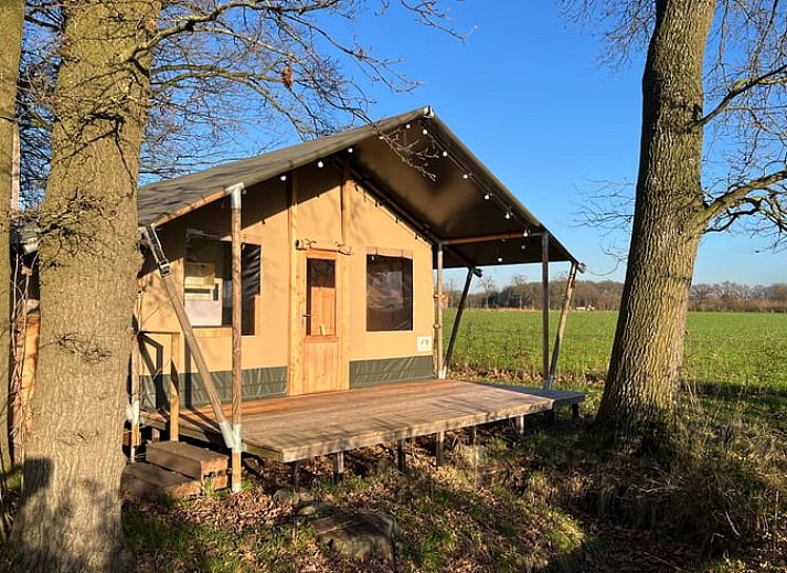 Cottage in Winterswijk - Meddo, a charming safari tent with a veranda, located in the green countryside of Winterswijk Meddo, Achterhoek, Gelderland.