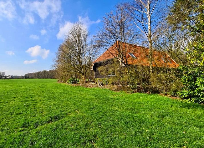 Comfortabele leesstoel in Vakantiehuisje in Joppe, omgeven door de rust van de Achterhoek, Gelderland.