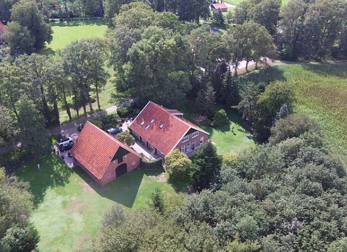 Aerial view of Holiday Home in Winterswijk Corle, surrounded by lush nature in Achterhoek, Gelderland.