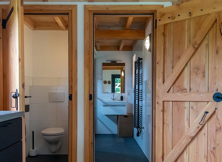 Vakantiehuis in Empe, Gelderse vallei: sfeervol houten vakantiehuis met veranda, omringd door groene natuur in Gelderland.