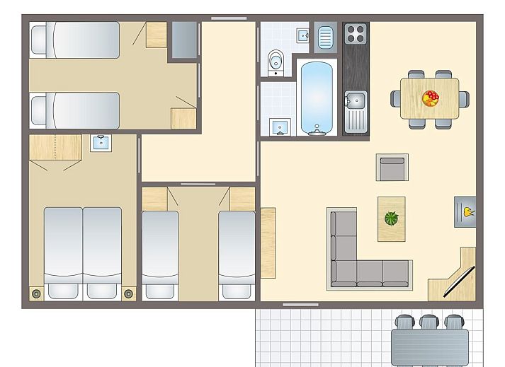 Heideheuvel 6-Personen-Bungalow in Beekbergen, Veluwe, umgeben von viel Gruen und Ruhe.