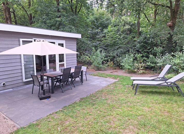 Gezellige slaapkamer van Module Flat Roof 4 personen in Ede, Veluwe, Gelderland, met grote ramen en comfortabel bed.