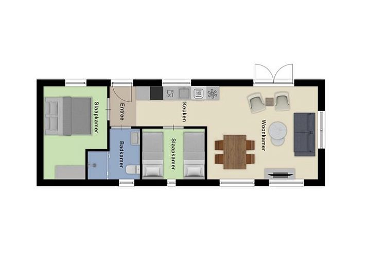 Modul Holz 4 Personen Wellness in Ede, Veluwe, Ferienwohnung mit Whirlpool, umgeben von Natur.