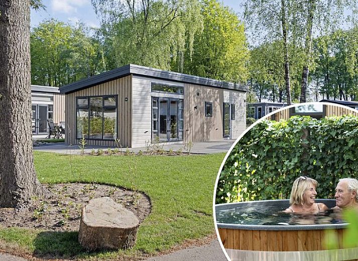 Nova 4 persons Wellness vacation home with hot tub in Ede, Veluwe, Gelderland surrounded by green nature.