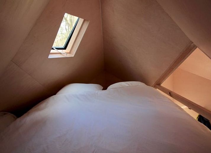 Blick auf gruene Felder beim Ferienhaus in Ede, Veluwe, Gelderland.