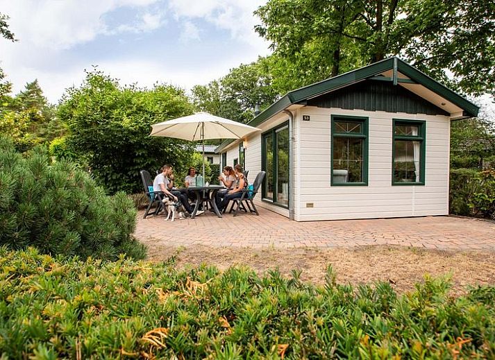 Holiday Home 4 personen in Ede, Veluwe, Gelderland met gezellig terras en groene omgeving.