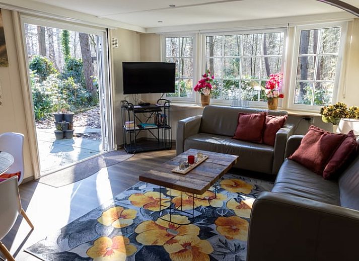 Cozy living room in Holiday Home in Emst, Veluwe, overlooking nature.