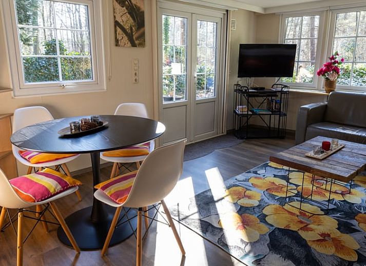 Cozy living room in Holiday Home in Emst, Veluwe, overlooking nature.
