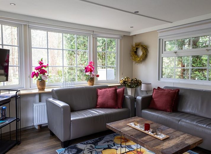 Cozy living room in Holiday Home in Emst, Veluwe, overlooking nature.