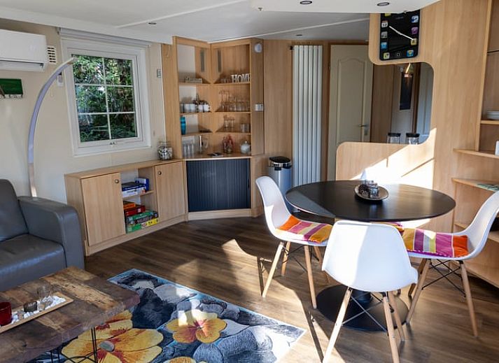 Attractive sitting area in Holiday Home in Emst, Veluwe, with colorful rug.