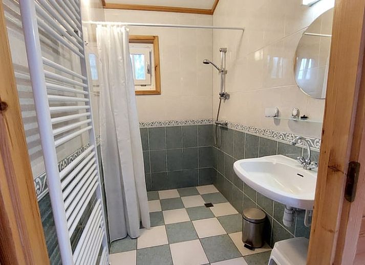 Ruime binnenruimte van Huisje in Ermelo met houten interieur en veel daglicht, ideaal voor een ontspannen verblijf.