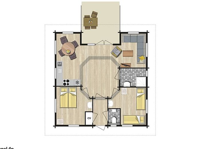 Gezellige zithoek in Huisje in Ermelo, perfect voor ontspanning na een dag in de Veluwse bossen.