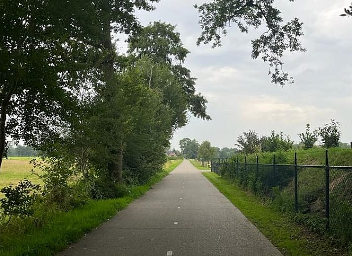 Ruim grasveld bij Vakantiehuisje in Ermelo, Veluwe, Gelderland, omringd door bomen en natuur voor een ontspannen verblijf.