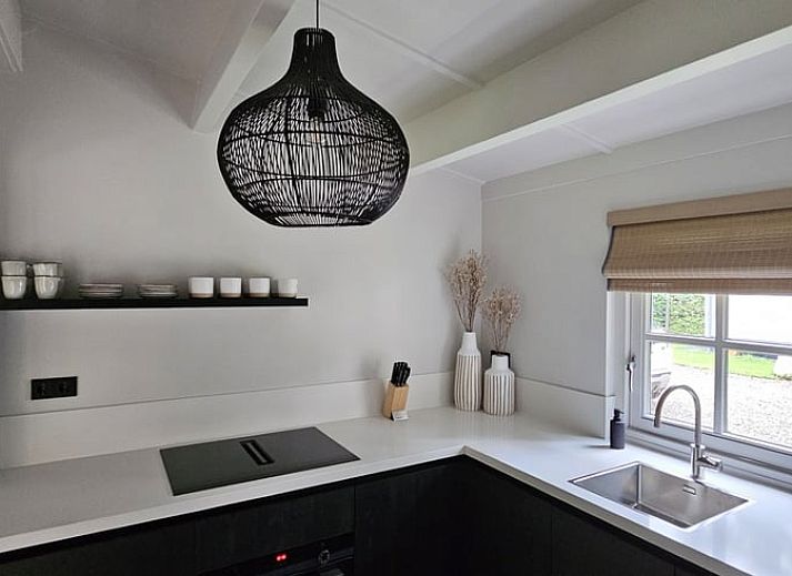 Charmantes Ferienhaus in Ermelo, Veluwe, Gelderland, umgeben von Natur mit einem einladenden Eingang und rustikaler Architektur.