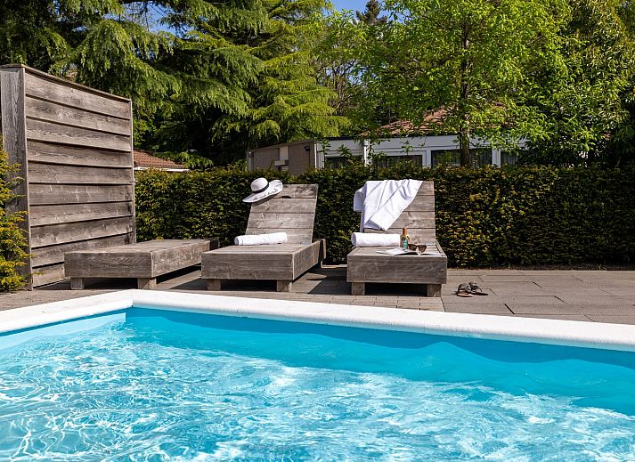 Helles Wohnzimmer der Tiny Lodge in Harderwijk, Veluwe, Gelderland mit gemuetlicher Sitzecke und Essbereich.