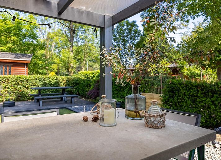 Bedroom with bunk beds in Heath Lodge, Veluwe vacation home.