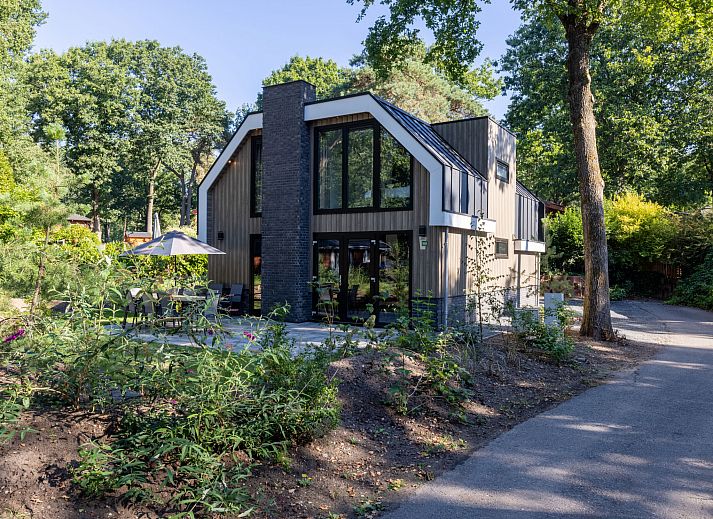 Stijlvolle woonkamer van Vakantiehuis Veluwe in Hoenderloo, Veluwe, met comfortabele zithoek.