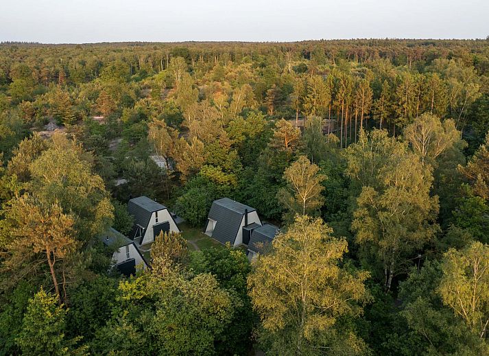 Lichte woonkamer van de vrijstaande woning in Hoenderloo, Veluwe, met terraszicht.