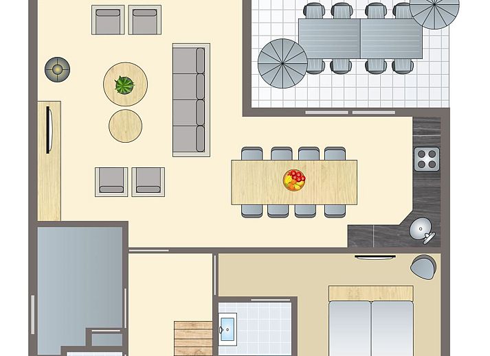 Miggelenberg 8-person bungalow in Hoenderloo, Veluwe, Gelderland with green surroundings.