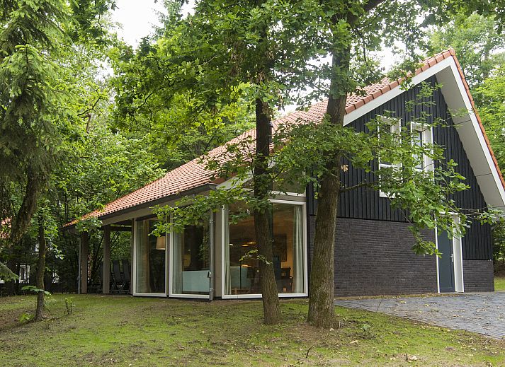 Miggelenberg 8-person bungalow in Hoenderloo, Veluwe, Gelderland with green surroundings.