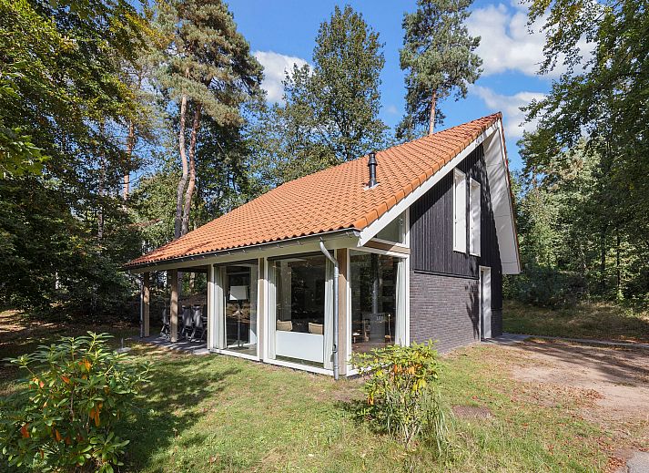 Miggelenberg 8-person bungalow in Hoenderloo, Veluwe, Gelderland with green surroundings.