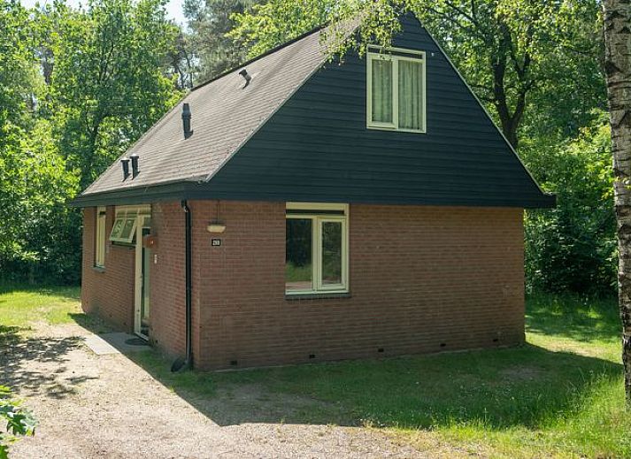 Sfeervolle woonkamer met houtkachel in Miggelenberg 8-persoons bungalow 8C, Hoenderloo, Veluwe.