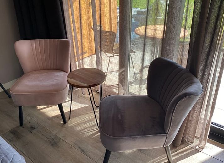 Prachtig uitzicht op de weilanden bij Vakantiehuisje in Garderen, Veluwe, met grazende paarden.