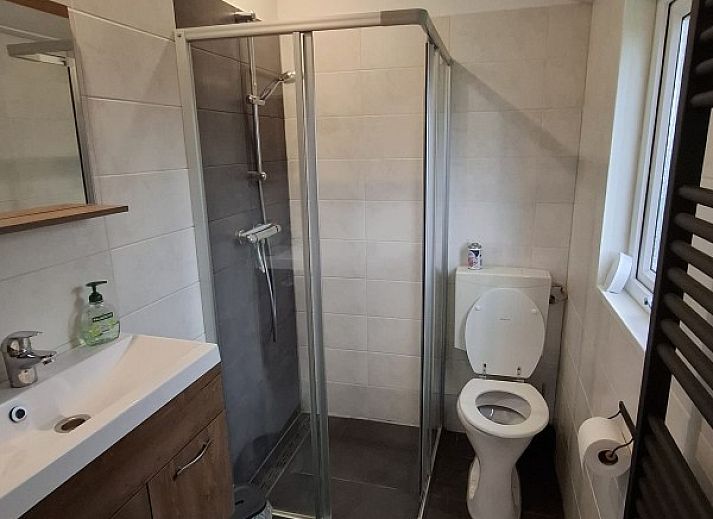 Veranda of Chalet Relax in Putten, Veluwe, Gelderland, surrounded by green nature, ideal for a relaxing vacation stay.